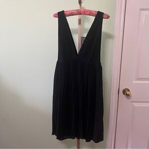 Tobi Black V-Neck Gathered Mini Dress